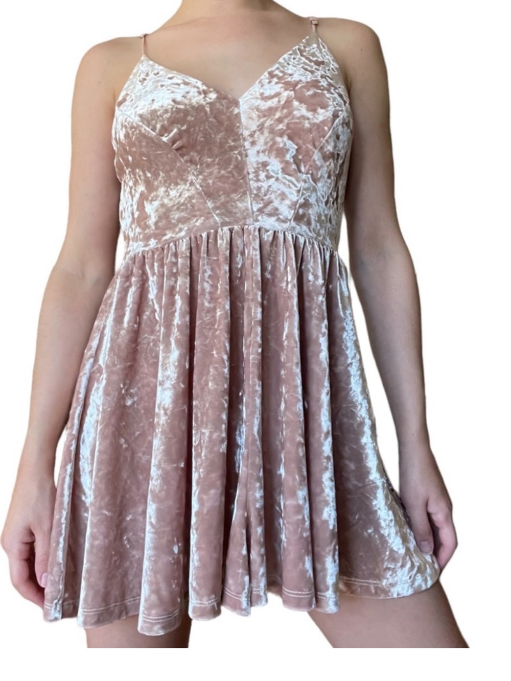 Silence+noise blush pink velvet strappy romper